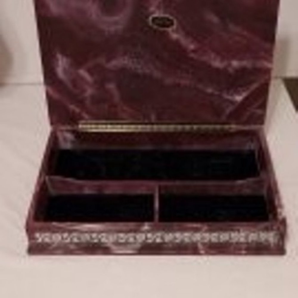 VTG Large Somans Jewelry box Genuine Incolay Stone  made USA - Picture 6 of 16